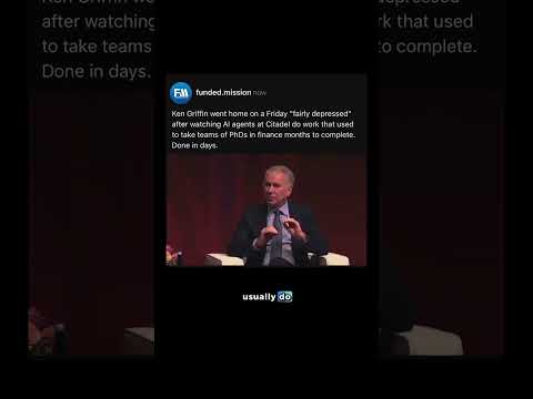YouTube Short thumbnail showing Ken Griffin on stage with text about AI agents and task completion.