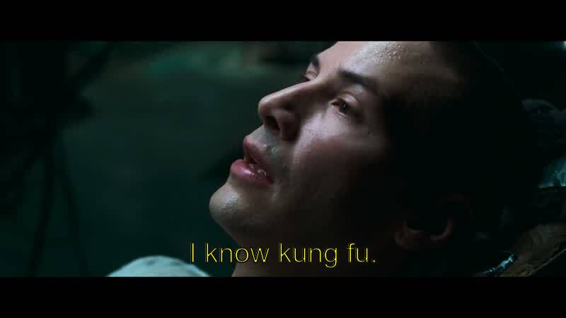 Neo from The Matrix with the subtitle: I know kung fu.